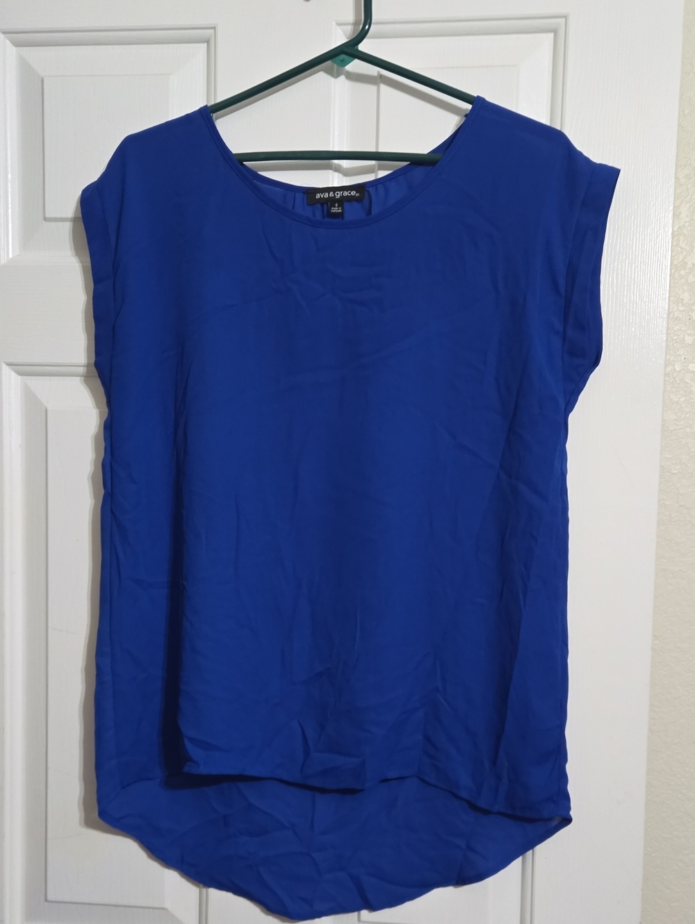Ava & Grace Cobalt Blue Cap Sleeve Blouse